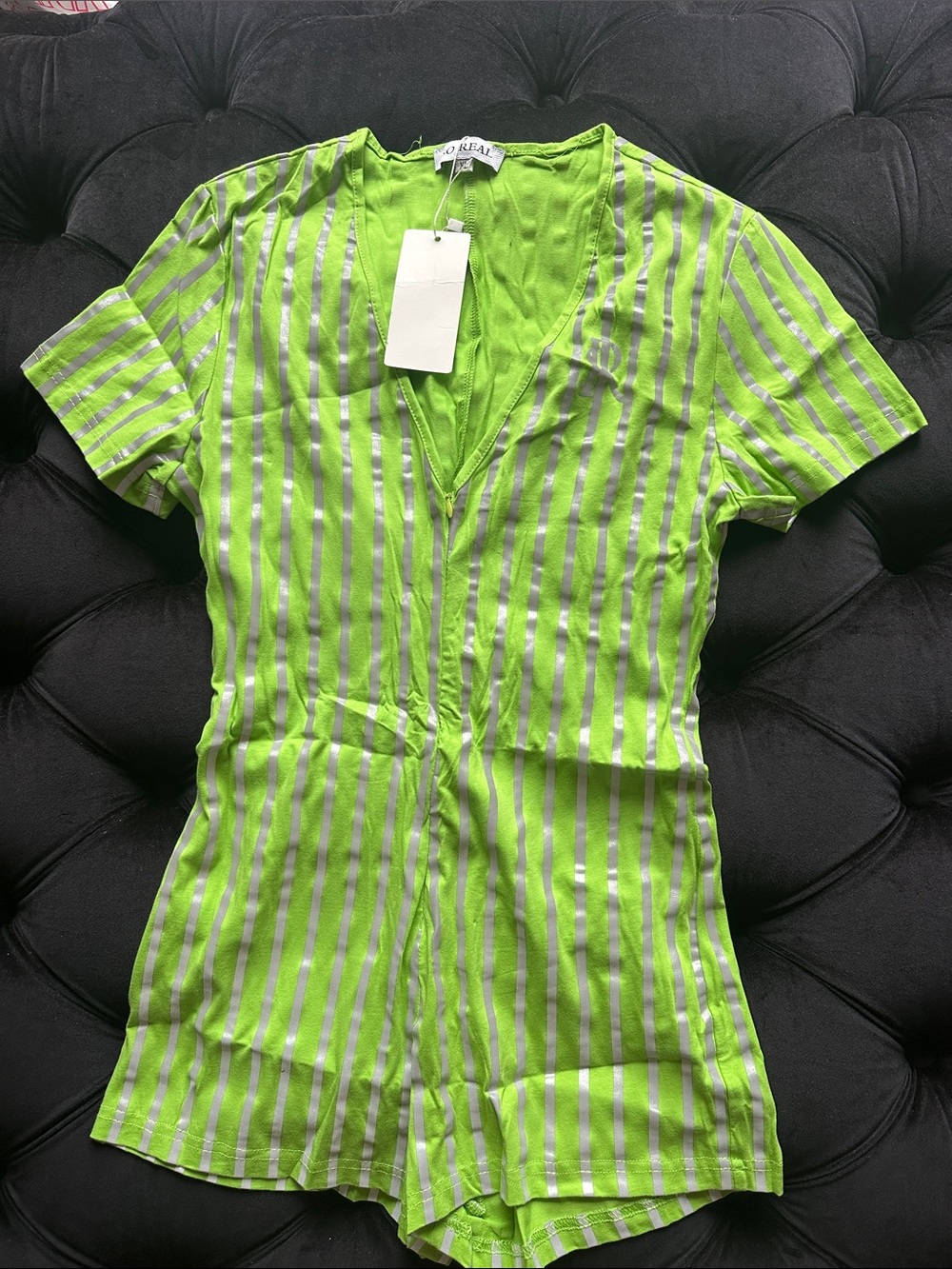 Neon Green Striped Women’s bodysuit
